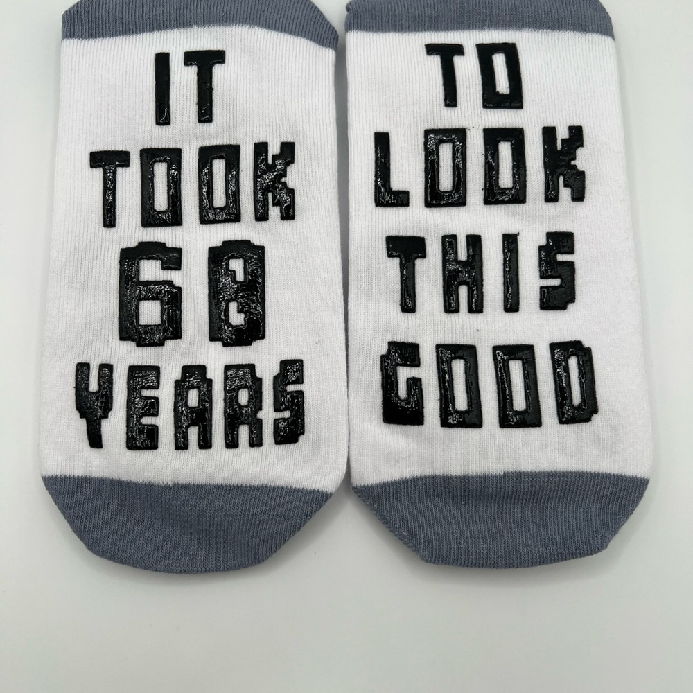 Novelty 'It Took 60 Years To Look This Good' Crew Socks - White & Gray